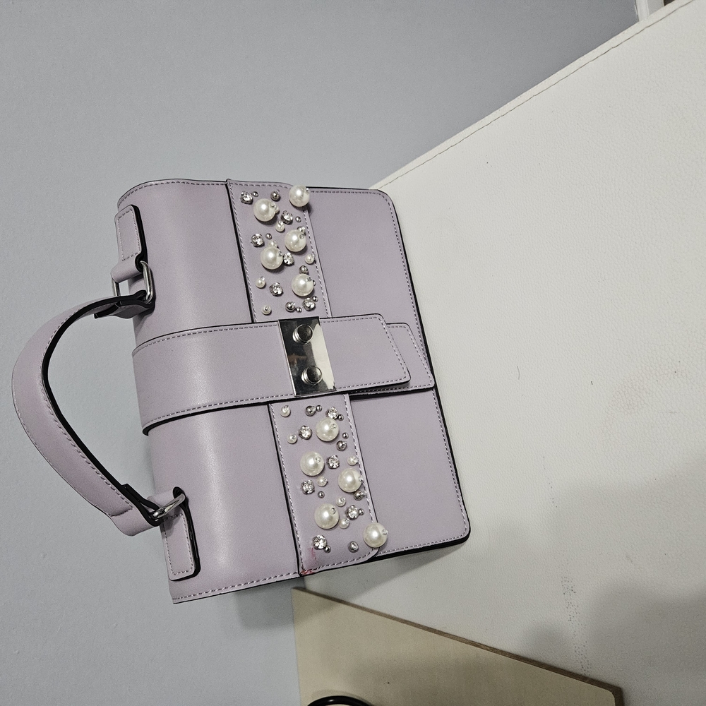 Elegant Lavender Handbag with Pearl Accents